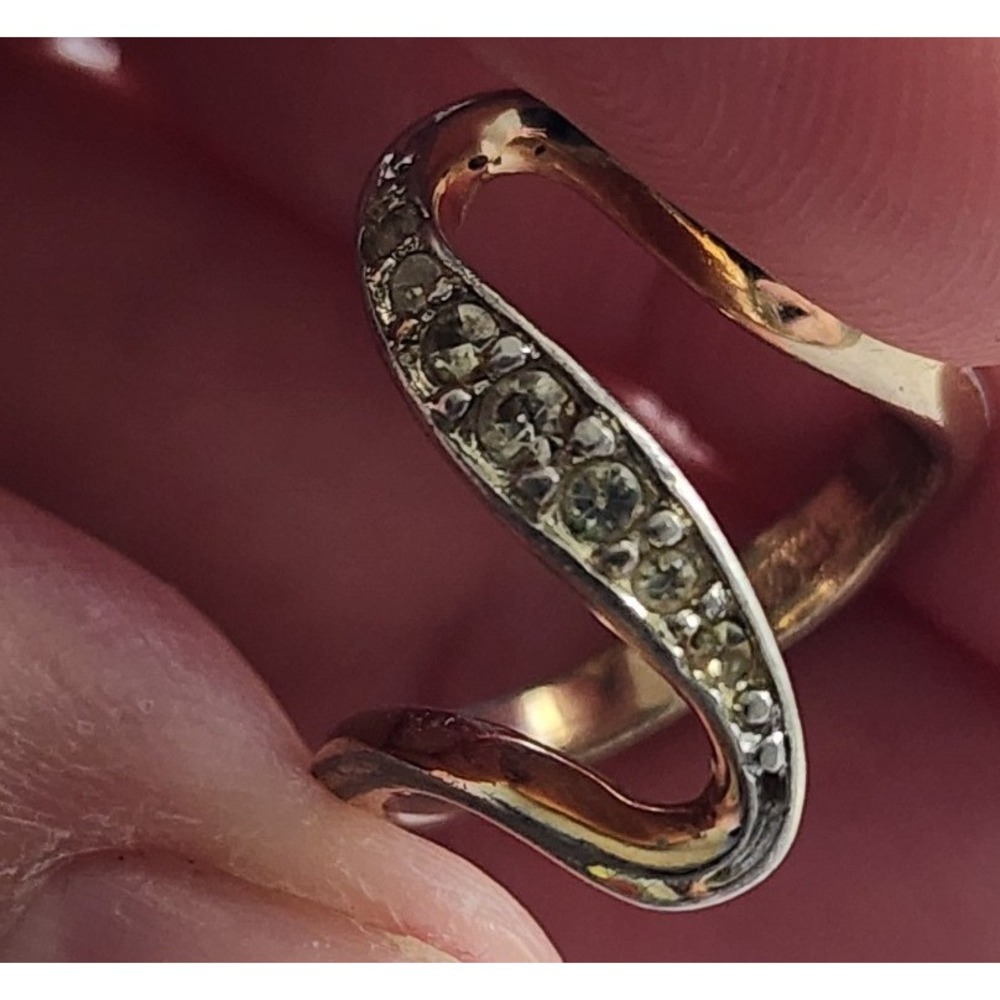 18K Gold Electroplated Crystal Rhinestone Swirl Statement Ring